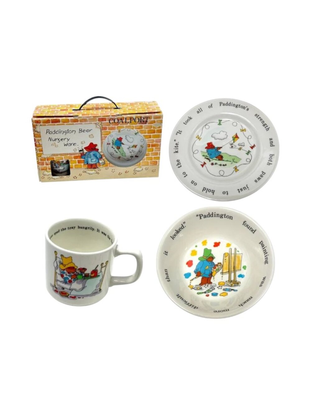Coalport Paddington Bear Eden 1984 Bowl‎ Plate Cup Set Open Box Unused 1984